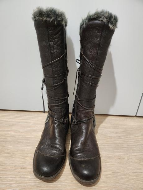 Kožené tmavohnedé čižmy 37, 37