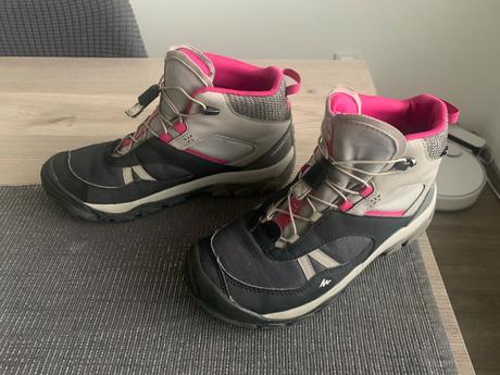 Detská nepremokavá turistická obuv crossrock so šn, quechua,36