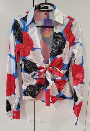 Bielo čierno červená blúzka, s