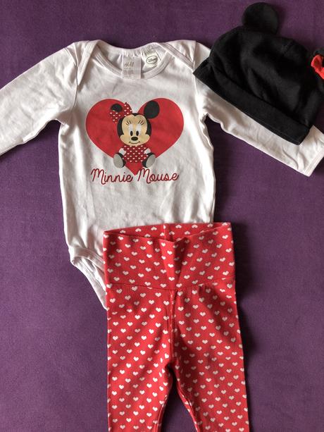 Súprava body, leginky a ciapocka minnie mouse, h&m,68