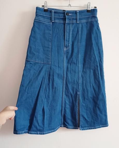 Riflová midi sukňa denimsmith original, s