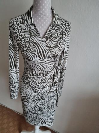 Khaki-biele zavinovacie šaty orsay veľ. m, orsay,m