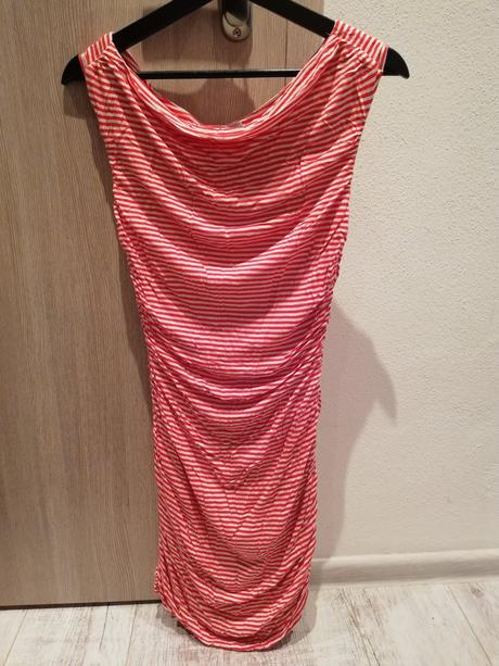 Červeno-biele pruhované šaty h&m, h&m,l