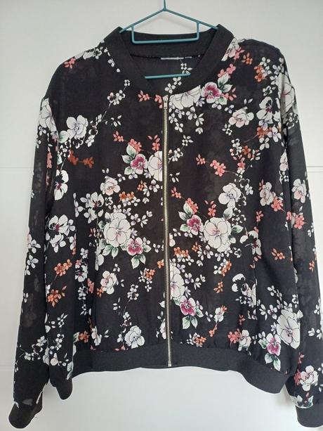 Dámska kvetovaná blúzka-bunda-bombera, 46