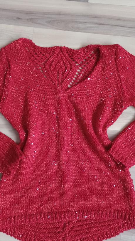 Červený lesklý sveter, xs