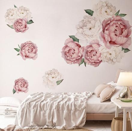 Nálepka na stenu - pivónie, 