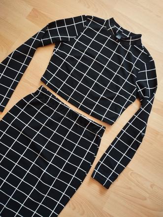 Bieločierny set sukne a topu shein, m