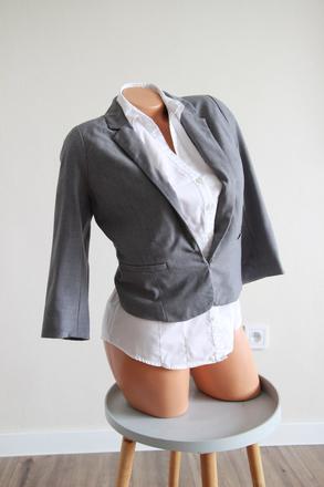 Šedé elegantné sako, h&m s, h&m,s