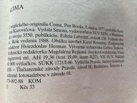 Kóma-druhé vyd.1988, 