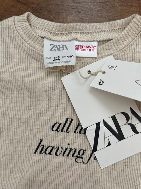 Vrúbkované tričko nové, zara,110