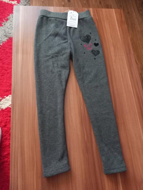 Sivé zateplené legínky, 140