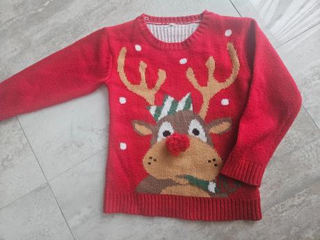 Detský vianočný pulóver, v.cca na 6-7 rokov, 122