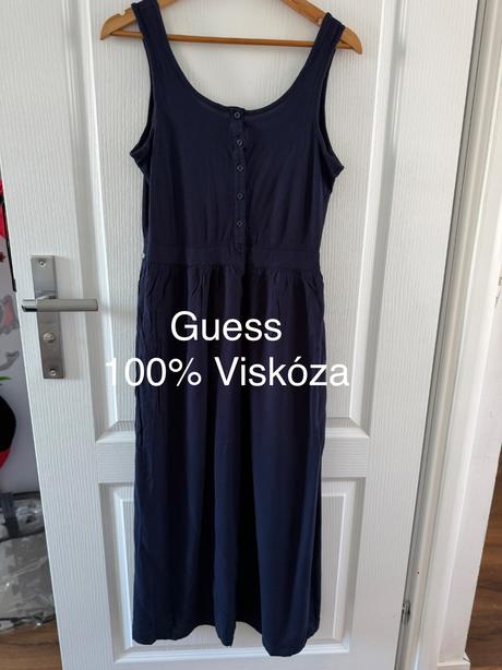 Tmavomodré maxi šaty guess viskóza, guess,l