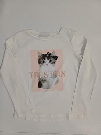 Tričko mačička foto - dlhý rukáv, h&m,122