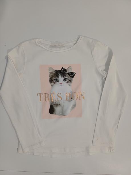 Tričko mačička foto - dlhý rukáv, h&m,122