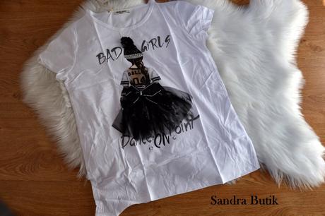 Dámske tričko s 3 d aplikáciou, l / m / s / xl