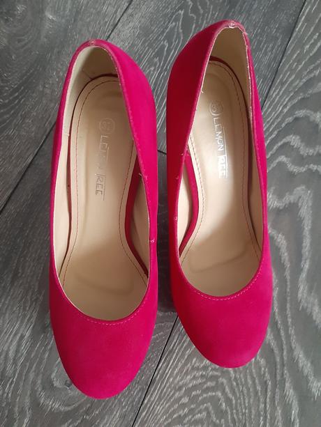 Tmavo ružové platformové lodičky., 37