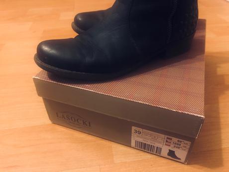 Lasocki kožené čierne kotníčkové čižmy, lasocki,39