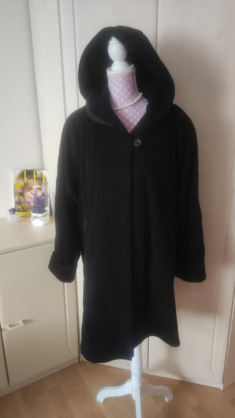 Dámsky čierny nadrozmerný kabat, xxl