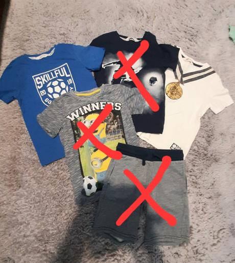 122/128, 5 ks futbalový mix tričká šortky, 122–134