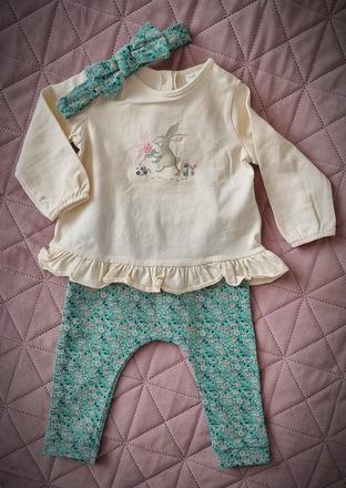 Komplet legín, topu a čelenky 6-9mes, next,86