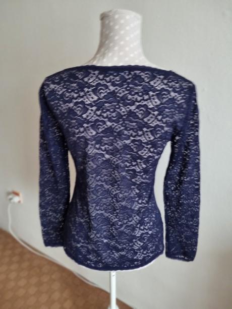 Modrý čipkový top mango veľ. s, mango,s