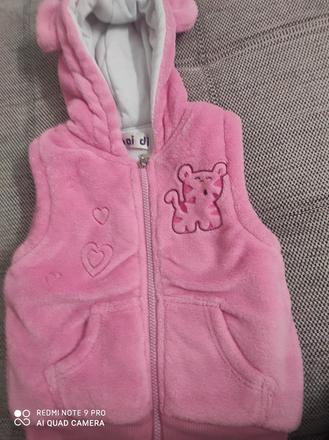 Ružová flísová teplá vesta od 4.do 6.r., 116