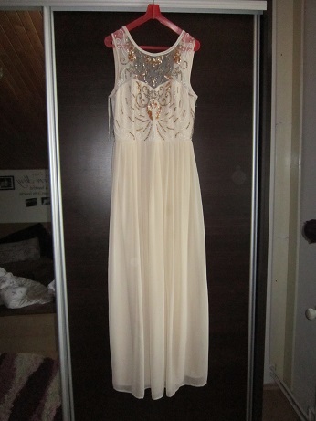 Damske dlhe bezovo zlate spolocenske saty, 40