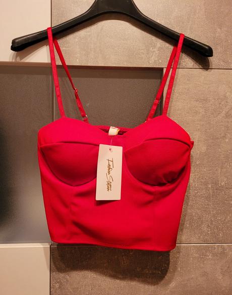 Červený crop top, xs