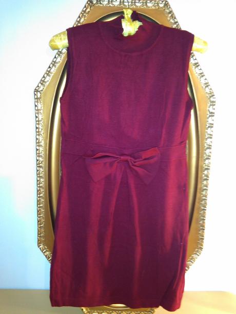 Vínové svetríkové šaty s mašlou, h&m,s