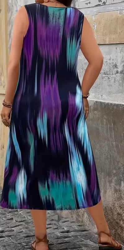 Letné dlhé modro, čierno fialové šaty, v.2xl/3xl, xxl
