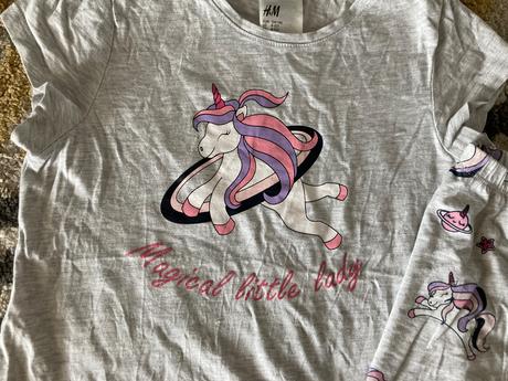 Jednorožcové letné pyžamo 134/140, h&m,134