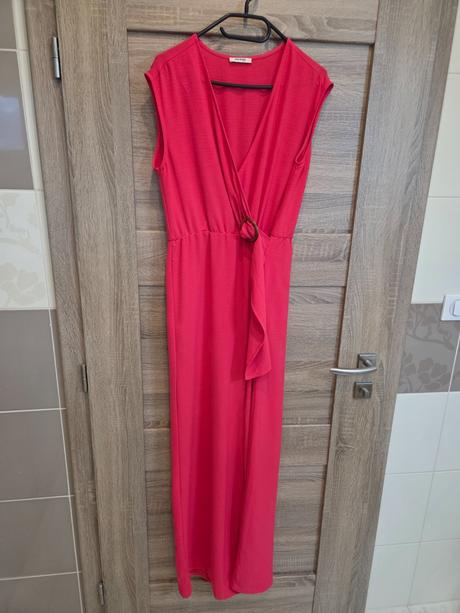 Nohavicový overal malinový, orsay,40