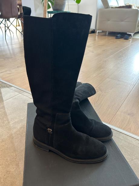 Kožené semišové čižmy, tommy hilfiger,38