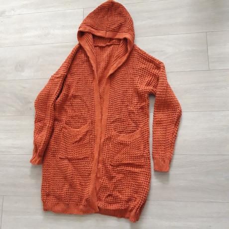Škoricovo-oranžový kardigan s kapucňou, m