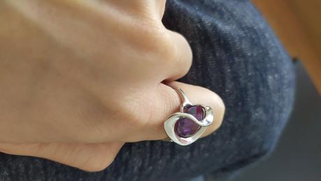 Fialový prsteň striebro 925,