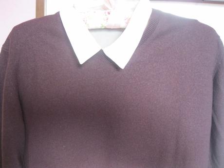 Sveter s véčkovým výstrihom merino vlna, l