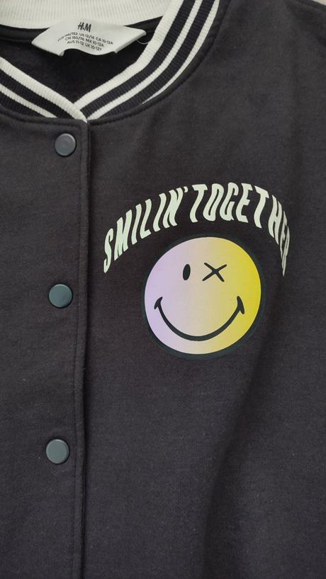 Bejzbalová bunda smiley world, h&m,146