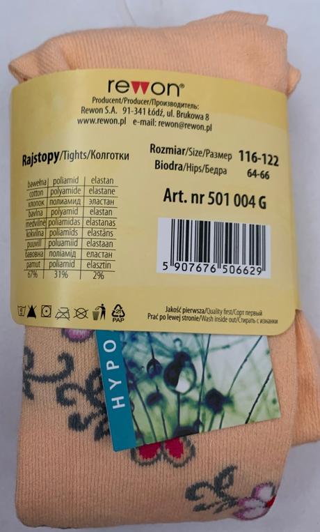 Rewon dievčenské vzorované pančuchy 116-122 oranžo, 116