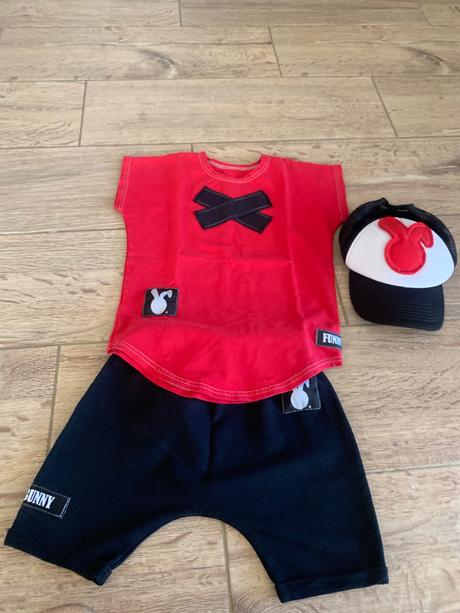 Funny bunny tričko, kraťasy, šiltovka 98/104, funny bunny,104