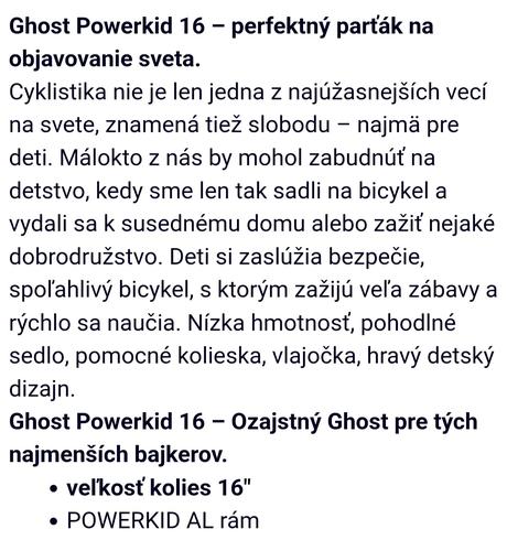 Ghost powerkid al rám, veľkosť kolies 16, ghost,16