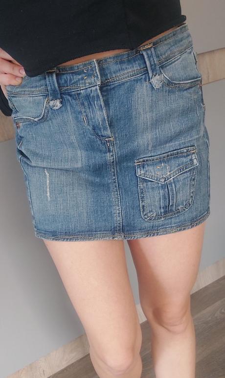 Riflová sukňa, mango,s