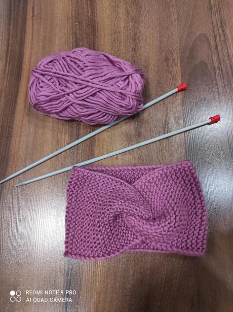 Pletená čelenka - ružová, 