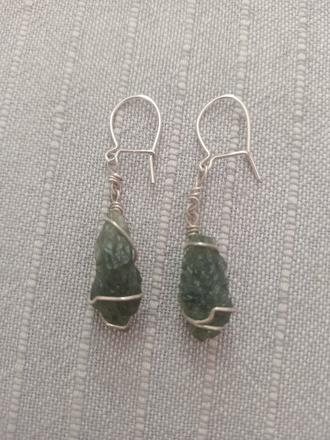 Náušnice striebro vltavín, 