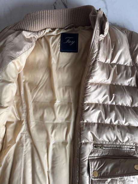 Fay luxusná bunda s kačacim perím v zlatej farbe m, m