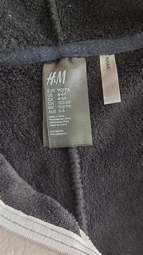 Huňatý overal mačka h&m 110/116, 