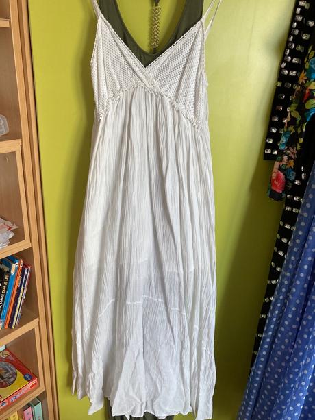 Biele letné maxi saty, m