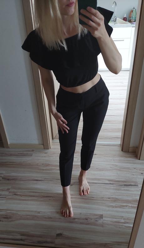 Čierny croptop s volánom tally weijl, tally weijl,xs