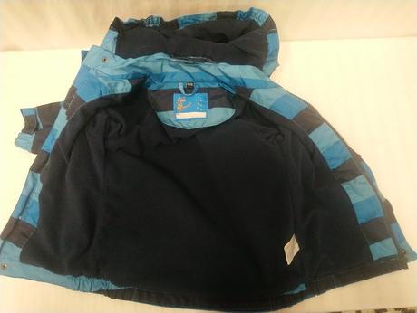 Modrá nepremokavá thermo bunda, poco piano 110/116, 116