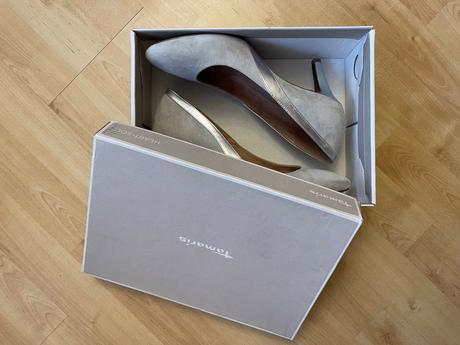 Sivo-strieborné, kožené lodičky tamaris heart sole, tamaris,40